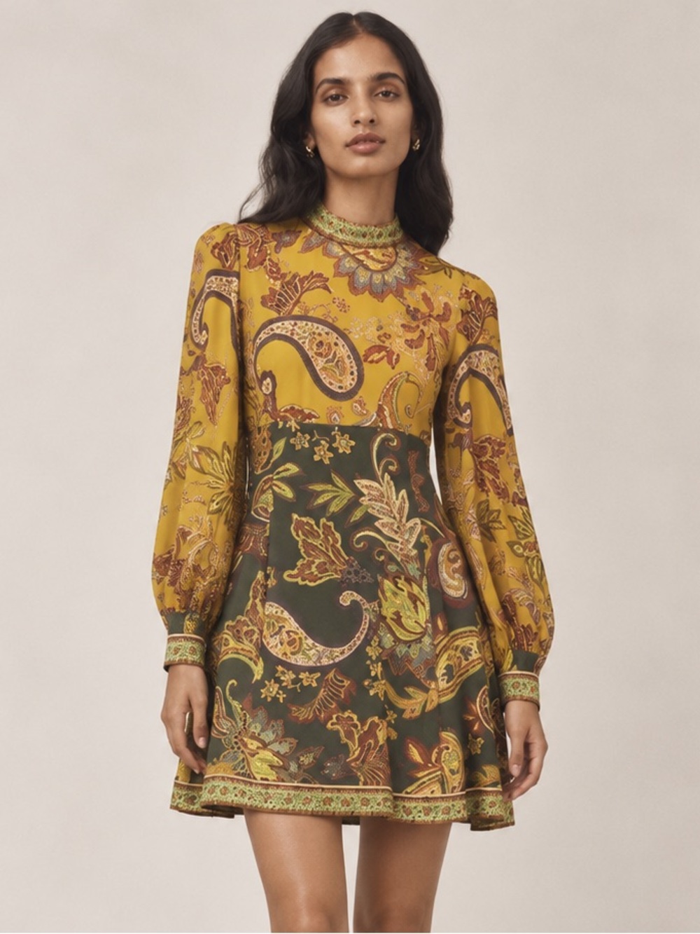 NWT Antonio Melani Ellery Paisley Mock Neck Long Sleeve Dress Sz 10